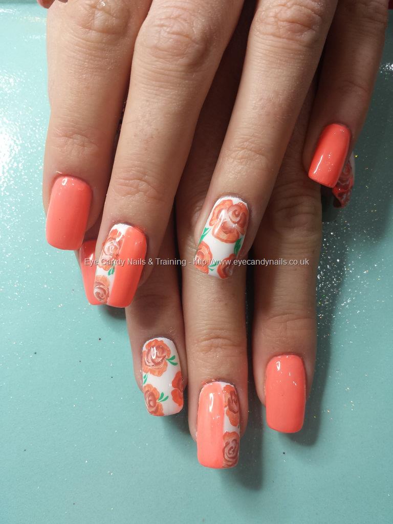 Dev Guy Orange Gel Polish With One Stroke Flower Nail Art Nail